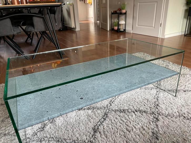 Glazen salontafel van Helderr z.g.a.n., Huis en Inrichting, Tafels | Salontafels, Zo goed als nieuw, Minder dan 50 cm, 50 tot 100 cm