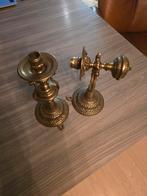 Antieke messing scheeps kandelaars 1900, Antiek en Kunst, Ophalen