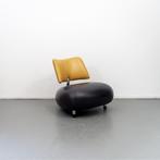 1x Leolux Pallone Fauteuil Aubergine/Geel Leer - Chroom