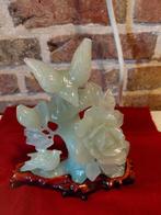 Jade Beeldje met Vogels en Roos, Ophalen of Verzenden, Zo goed als nieuw