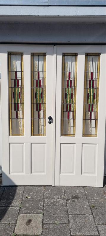 mooie set ensuite deuren glas in lood. beschikbaar voor biedingen