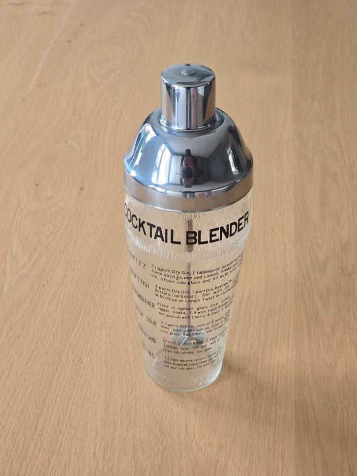 Prachtige antieke glazen chrome cocktailshaker & blender in1, Antiek en Kunst, Antiek | Keukenbenodigdheden, Ophalen of Verzenden