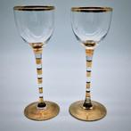 Gouden Gestreepte Wijnglazen - Set van 2, Antiek en Kunst, Ophalen of Verzenden
