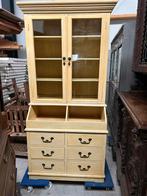 Brocante Houten vitrinekast met lades, Huis en Inrichting, Ophalen, Gebruikt, 100 tot 150 cm, Met lade(s)