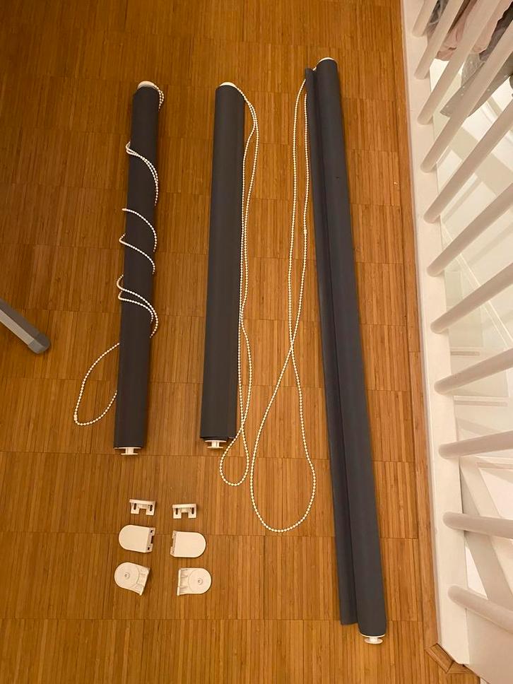 2 Rolgordijnen 80x190cm, antraciet, Huis en Inrichting, Stoffering | Gordijnen en Lamellen, Zo goed als nieuw, 150 tot 200 cm
