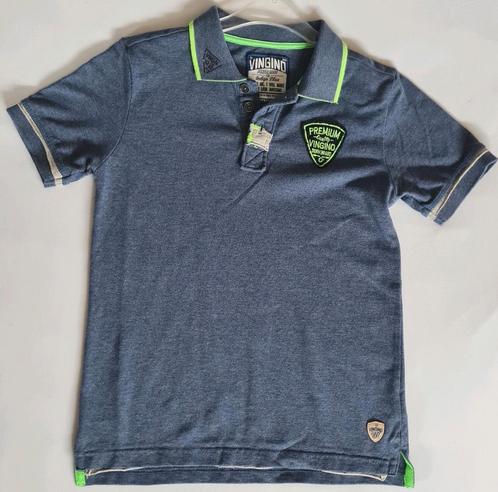 Vingino boys blauw polo shirt blauw zacht katoen maat 8, Kinderen en Baby's, Kinderkleding | Maat 128, Zo goed als nieuw, Jongen