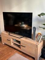 Houten TV meubel met zwarte greepjes - 160cm breed, Ophalen, Gebruikt, 150 tot 200 cm, Eikenhout