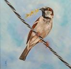 schilderij mus 160 - eigen atelier - origineel cadeau vogel, Antiek en Kunst, Ophalen of Verzenden