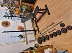 haltersteunen bankje halterstangen en ijzer gewichten, Sport en Fitness, Ophalen, Zo goed als nieuw, Overige typen