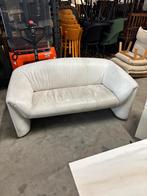 Leolux Mink 2-zits bank van leer (wit) (vintage), Ophalen, Gebruikt, 150 tot 200 cm, Tweepersoons