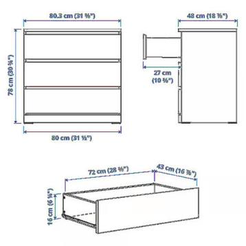 IKEA MALM Ladekast 3 lades, beuken 80x78 cm - afbeelding 4