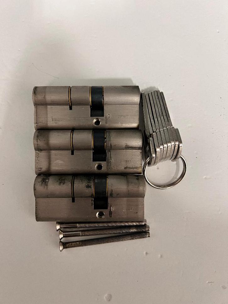 DOM Cilindersloten Set (3 stuks, SKG**) - 35/45 mm, Doe-het-zelf en Verbouw, Hang- en Sluitwerk, Gebruikt, Slot, Overige materialen