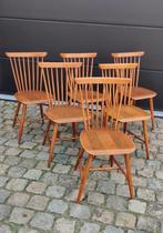 Prachtige set (6) authentieke vintage spijlenstoelen, Ophalen, Gebruikt, Midcentury, Eén