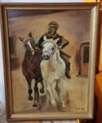 Olieverf schilderij " in Galop " gesigneerd G v V., Antiek en Kunst, Ophalen