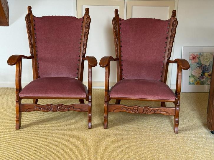 2 leuke vintage fauteuiltjes met mooie details 20,- per stuk, Huis en Inrichting, Fauteuils, Gebruikt, 50 tot 75 cm, Minder dan 75 cm