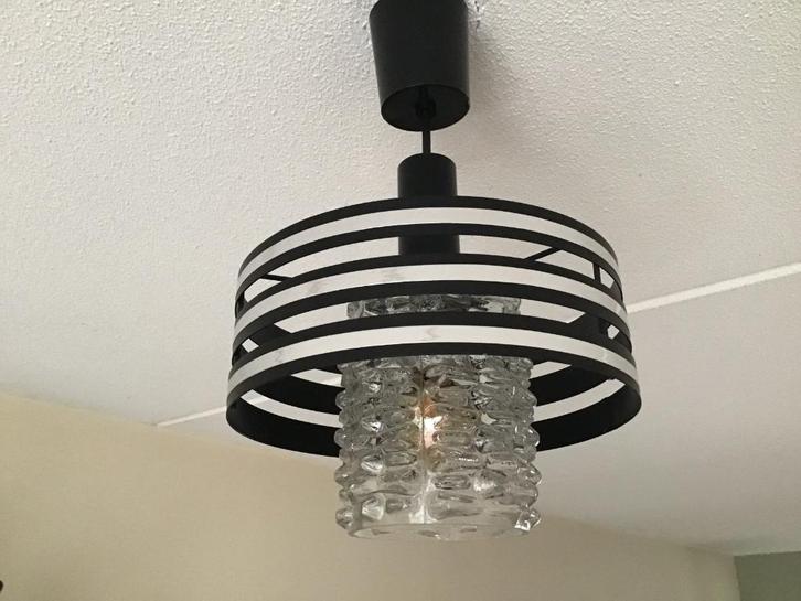 Vintage hanglamp, Huis en Inrichting, Lampen | Hanglampen, Zo goed als nieuw, Minder dan 50 cm, Glas, Metaal, Ophalen of Verzenden