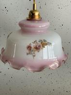 Vintage Opaline Hanglamp Roze/Wit, Ophalen, Gebruikt, Glas, Minder dan 50 cm
