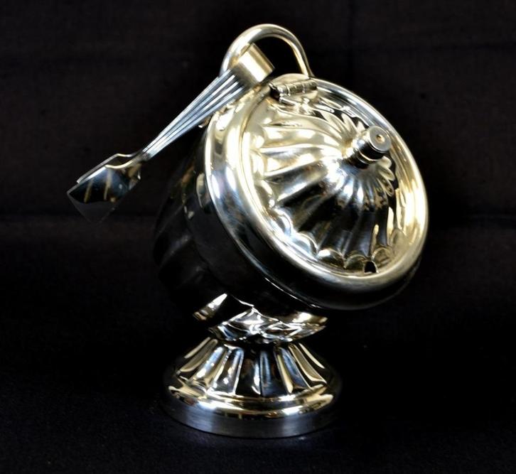 Vintage verzilverde suikerklontjespot (Sheffield EPNS), Antiek en Kunst, Antiek | Goud en Zilver, Zilver, Ophalen of Verzenden