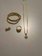 Goudkleurig sieraden setje, Overige materialen, Gebruikt, Ophalen of Verzenden, Goud
