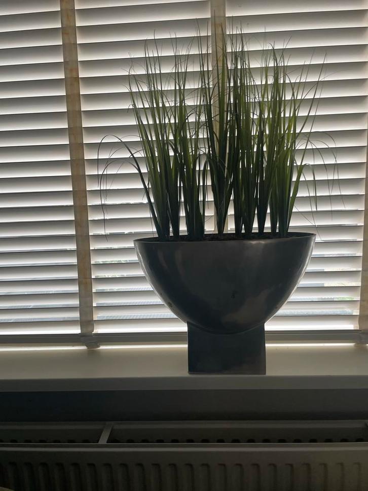 Chromen Bloempot met Kunstplantjes, Huis en Inrichting, Woonaccessoires | Vazen, Zo goed als nieuw, Overige kleuren, Minder dan 50 cm