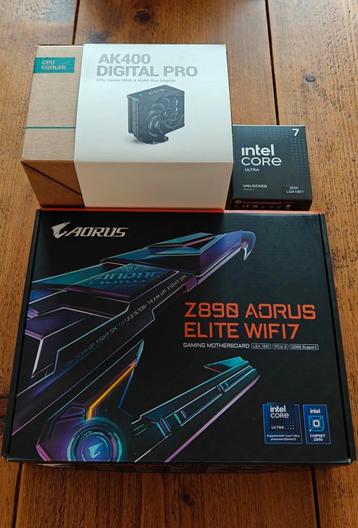 Z890 Aorus Elite + Core Ultra 7 265K + AK400 Digital Pro beschikbaar voor biedingen