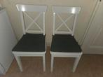 4 Ikea stoelen - witte houten stoelen met stoffen zitting, Ophalen, Gebruikt, Wit, Vier