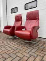 Set rode leren relax fauteuils / relax stoelen, Huis en Inrichting, Fauteuils, Ophalen, Gebruikt, Minder dan 75 cm, Nvt