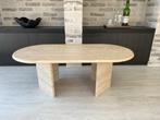 Ovalen travertin bijzettafel 98x50, Gebruikt, Ophalen of Verzenden, 75 cm of meer, Ovaal