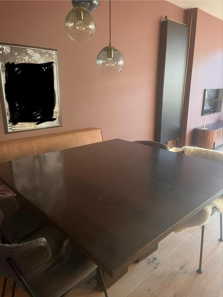 Wengé Massief Houten vierkanten Eettafel 140x140, Huis en Inrichting, Tafels | Eettafels, Zo goed als nieuw, 100 tot 150 cm, 150 tot 200 cm