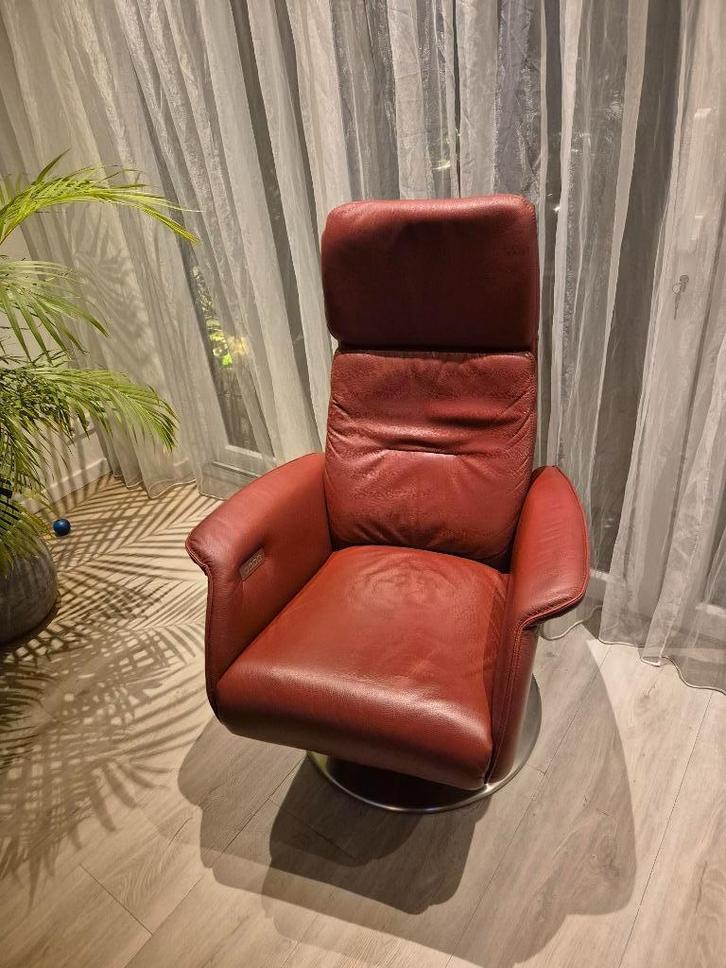 Relax Fauteuil leer draaibaar accu, Huis en Inrichting, Fauteuils, Zo goed als nieuw, Leer, Ophalen