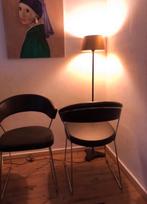 Set Calligaris eetstoelen bruin leer, Huis en Inrichting, Stoelen, Ophalen, Gebruikt, Twee, Bruin