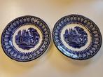 Petrus Regout Model Acra blauw 2 ontbijt of wandborden, Antiek en Kunst, Antiek | Servies los, Ophalen of Verzenden