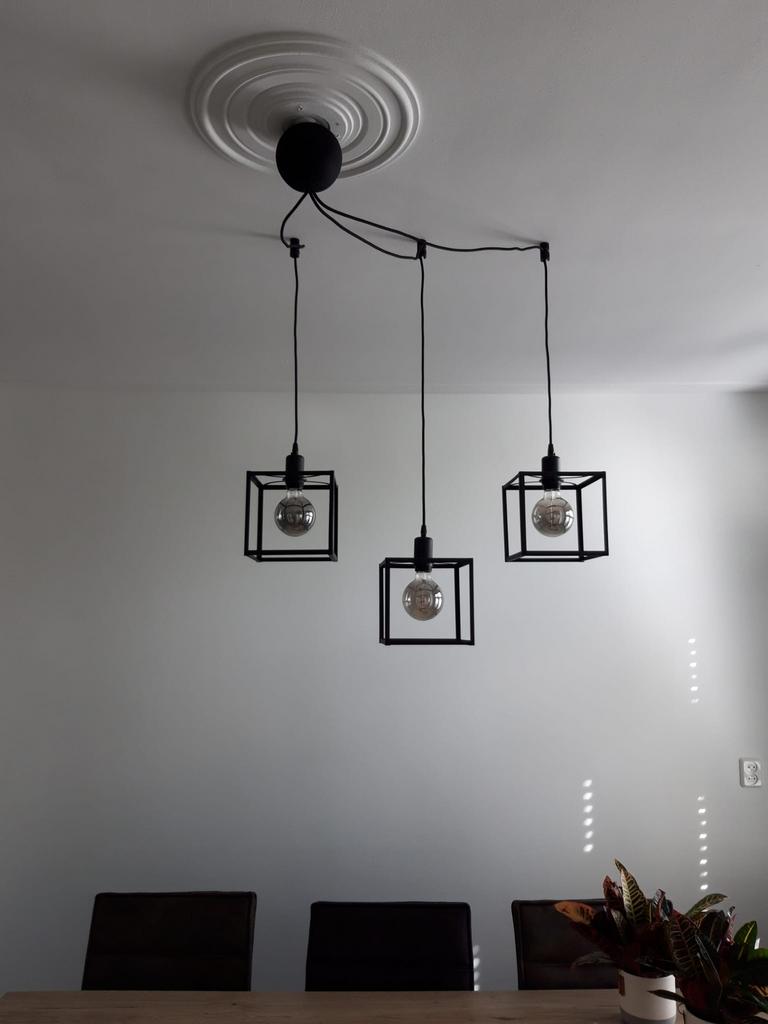 Hanglamp 3x kubus met light smoke fittingen, Ophalen, Zo goed als nieuw, Minder dan 50 cm