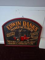 Reclame bord stoommachine Edwin Danks hout, Verzamelen, Ophalen, Zo goed als nieuw