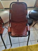 Vintage Charlotte pieriand leren stoel met metalen frame, Ophalen, Gebruikt, Bruin, Vintage