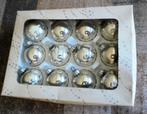 Doosje mooie oude vintage zilveren glazen kerstballen + Piek, Diversen, Kerst, Ophalen of Verzenden, Zo goed als nieuw