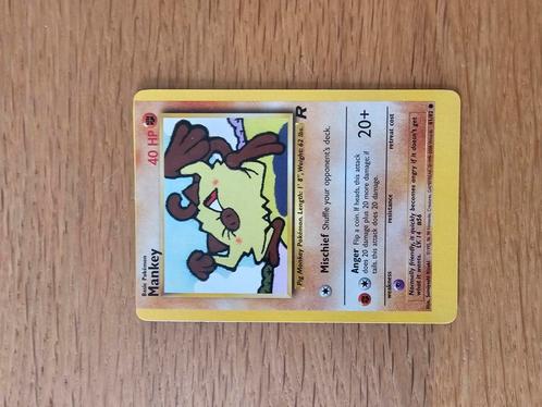 Mankey Team Rocket Miscut Error, Hobby en Vrije tijd, Verzamelkaartspellen | Pokémon, Zo goed als nieuw, Losse kaart, Ophalen of Verzenden