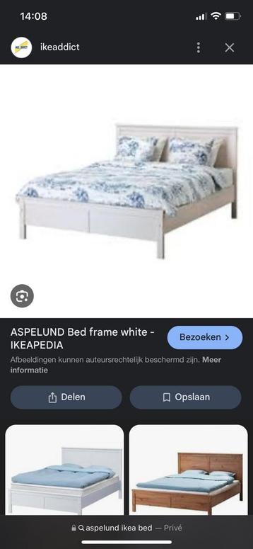 Aspelund IKEA bed 160x200 + matras + topdek + lattenbodem beschikbaar voor biedingen