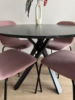 IKEA Eethoek - Ronde Tafel + 4 Stoelen (Zo Goed Als Nieuw), Huis en Inrichting, Tafels | Eettafels, Ophalen, Kunststof, 100 tot 150 cm