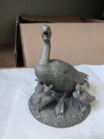 Tinnen beeldje: Gans met kuikens, Antiek en Kunst, Ophalen of Verzenden