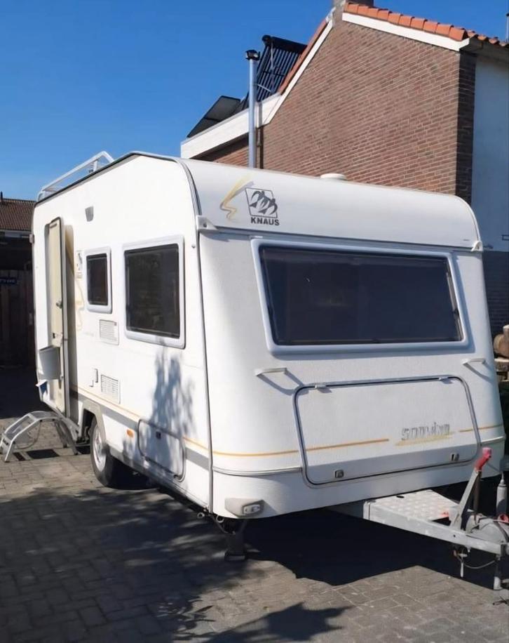 Zeer complete Knaus caravan, Caravans en Kamperen, Caravans, Particulier, tot en met 4, Rondzit, Knaus, Disselslot, Mover, Ophalen
