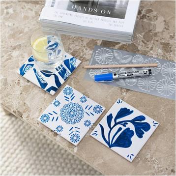Hobbyset Porseleinen Onderzetters Blauw 3 stuks beschikbaar voor biedingen