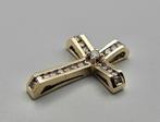 Gouden Vintage kruis hanger met diamant. Ca:0.42 ct.2025/395, ., Ophalen of Verzenden, Zo goed als nieuw, .