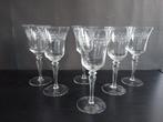Vintage Art Deco wijnglazen met gravering, Ophalen of Verzenden, Zo goed als nieuw, Overige typen