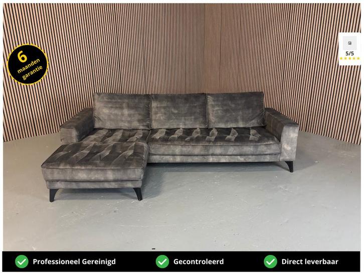 GRATIS LEVERING Loungebank Velvet 280x160 REFURBISHED, Huis en Inrichting, Banken | Bankstellen, Zo goed als nieuw, Hoekbank, Vierpersoons of meer