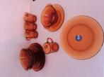 Vintage 16 delig servies duralex gehard amberglas, Huis en Inrichting, Keuken | Servies, Nieuw, Ophalen of Verzenden, Glas, Bord(en)