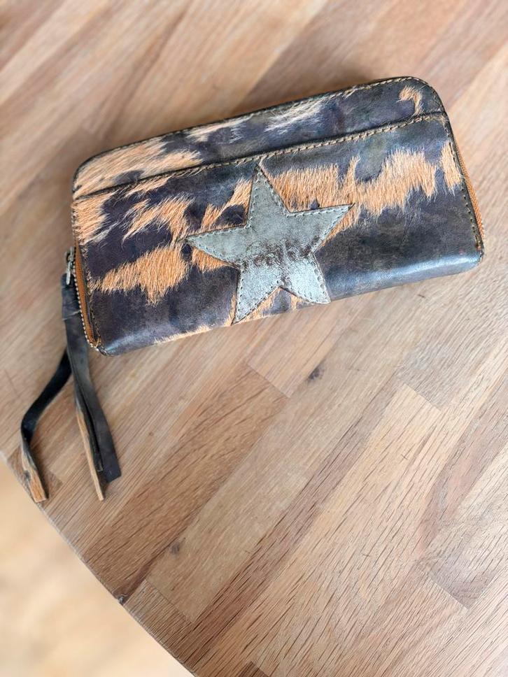 Leren Dames Portemonnee met Ster, Sieraden, Tassen en Uiterlijk, Portemonnees, Gebruikt, Overige merken, Bruin, Leer, Ophalen of Verzenden