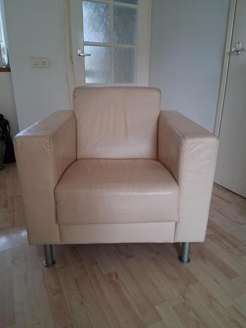Leren Fauteuil van Eijerkamp, Huis en Inrichting, Fauteuils, Gebruikt, Leer, Metaal, 75 tot 100 cm, 75 tot 100 cm, Ophalen