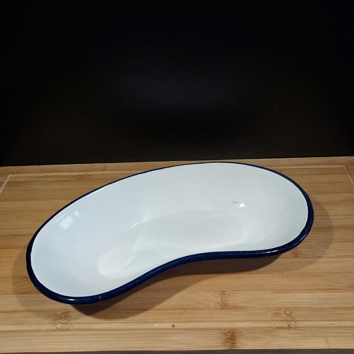 Emaille spuugbakje wit met blauwe rand, Antiek en Kunst, Antiek | Emaille, Ophalen of Verzenden