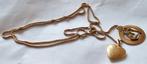 Gouden ketting 14 karaat 9 gram incl hangers hart & maagd, Sieraden, Tassen en Uiterlijk, Kettingen, Met hanger, Ophalen of Verzenden
